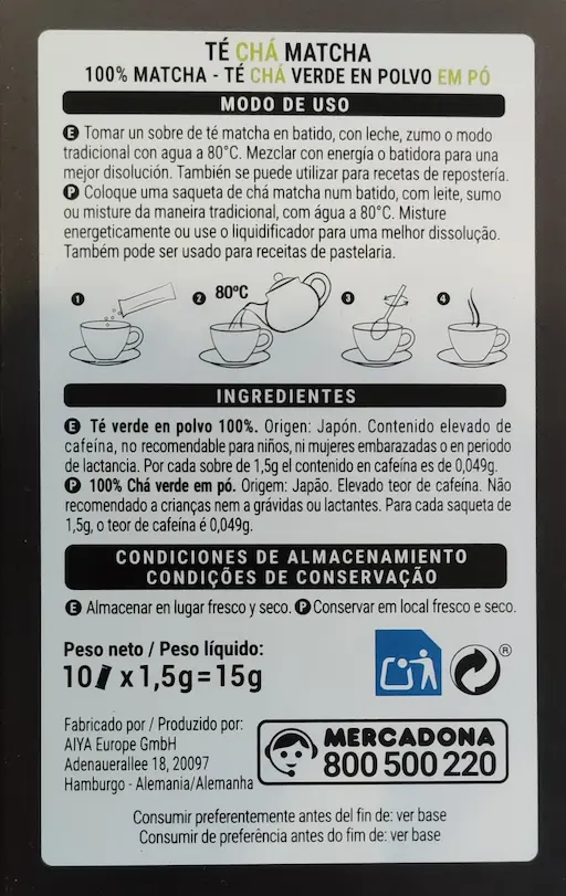 Té Matcha Mercadona