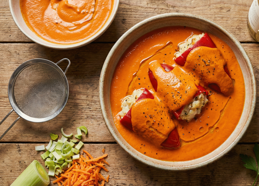 Salsa para pimientos rellenos de bacalao suave, potente y sin fallos