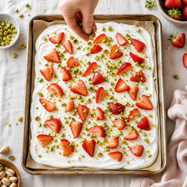 Yogur Bark de Fresas y Pistachos Postre Viral de TikTok en 2026
