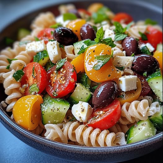 Ensalada de Pasta Fría Mediterránea Colorida y Fresquita