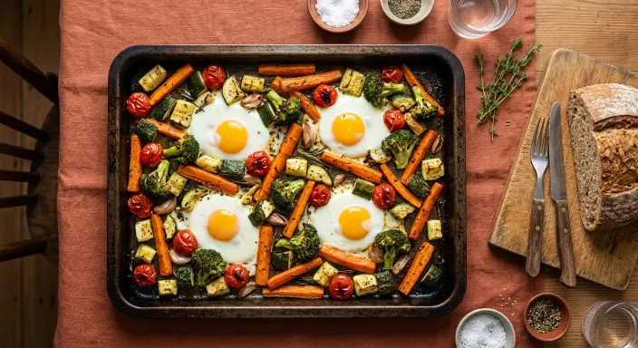 Cazuela de verduras con huevo al horno