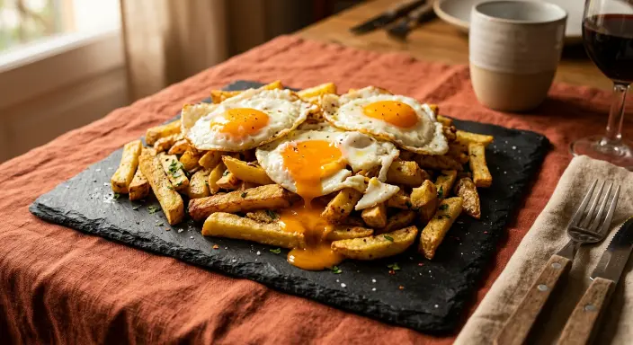 Huevos rotos ligeros con patata al horno , Recetas con Huevos para Cenar