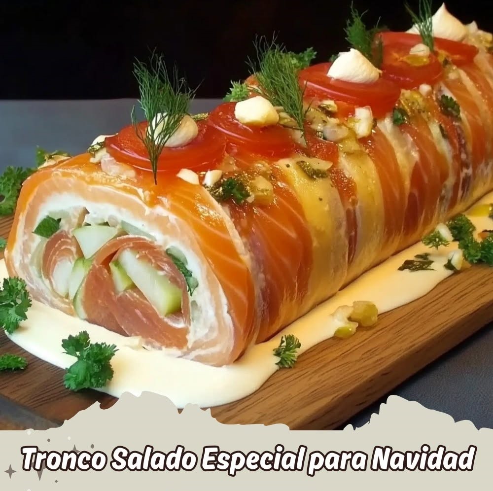 Tronco salado especial para Navidad decorado con tomate y eneldo
